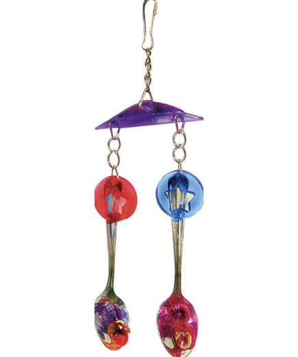 Adventure Bound Metal Shiny Spoons Parrot Toy